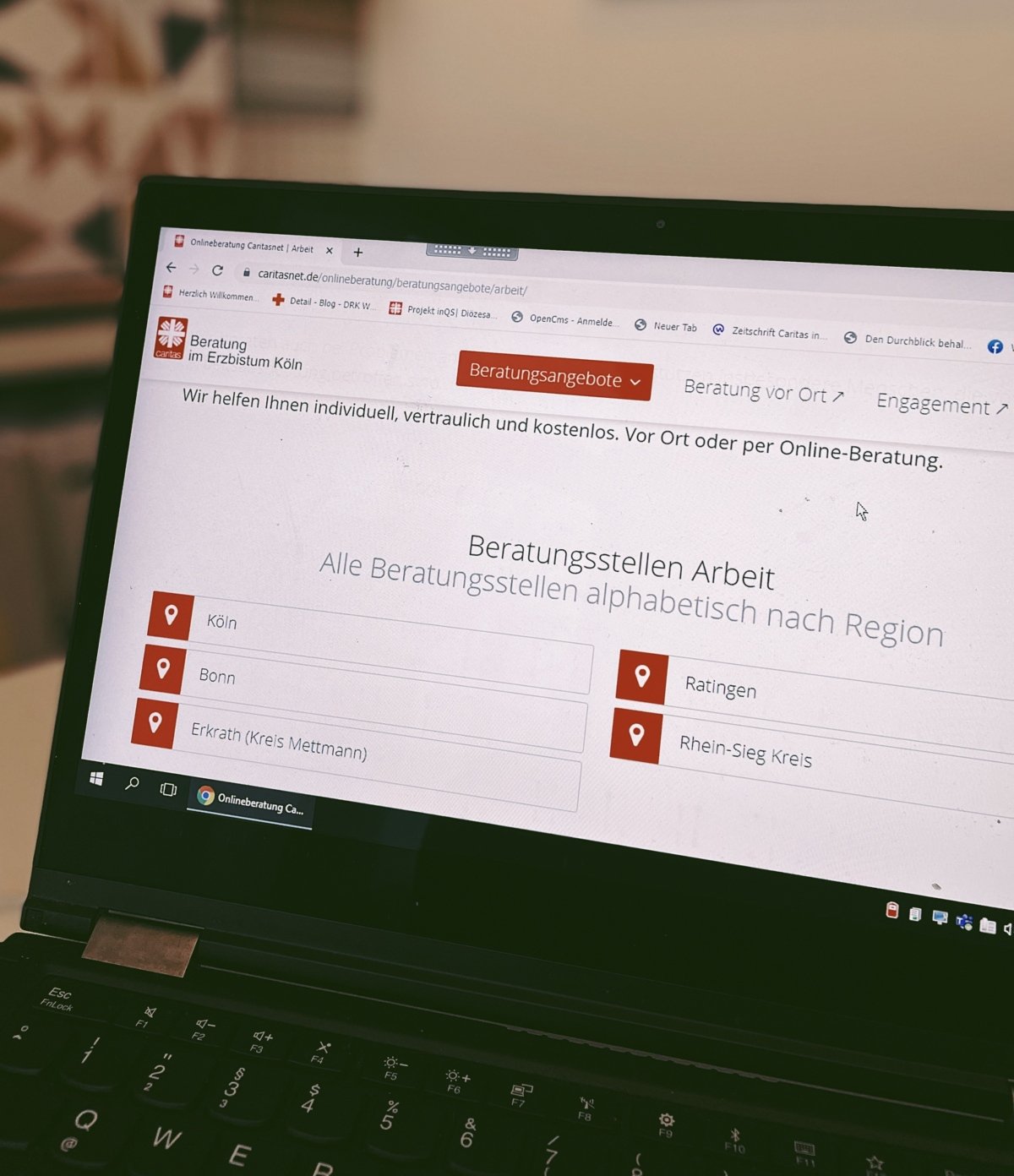 Screen OnlineBeratung (c) CaritasStiftung im Erzbistum Köln
